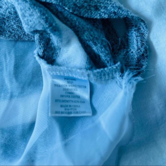 Striped Knit Long Sleeve Top with White Mesh High Low Shirttail - Picture 6 of 7